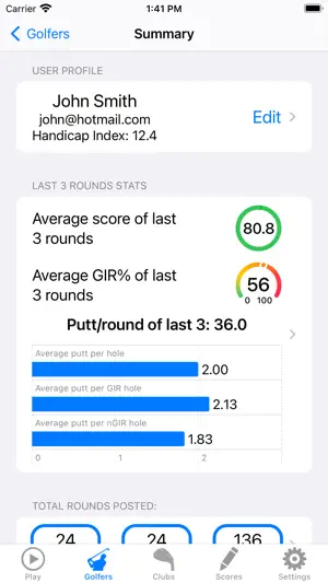 Golf GPS Rangefinder Scorecard