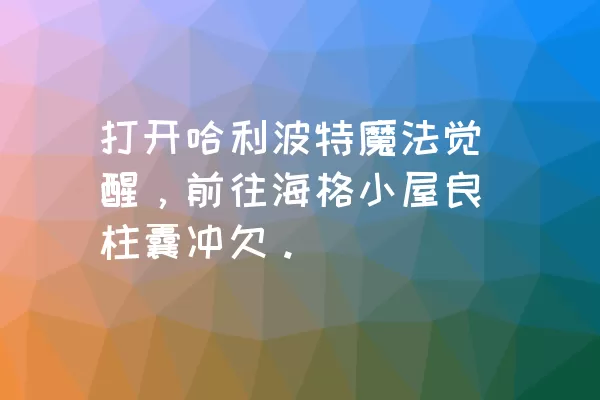 打开哈利波特魔法觉醒，前往海格小屋良柱囊冲欠。